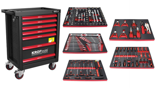 KROFTOOLS 8621 CARRO FERRAMENTA 7 GAVETAS 160 PCS PRETO