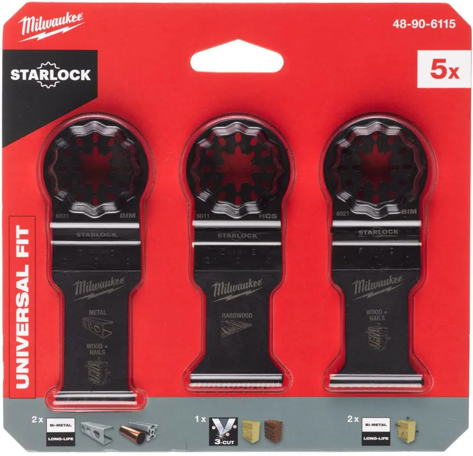 MILWAUKEE CONJUNTO DE 5 LÂMINAS PARA MADEIRA E METAL EM BLTR
