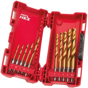 MILWAUKEE CONJUNTO DE BROCAS HEX 1/4" TITÂNIO 10 PÇS