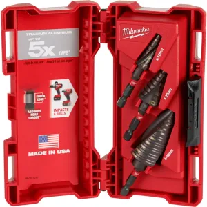 MILWAUKEE ESTOJO COM 3 BROCAS ESCALONADAS HEX 1/4