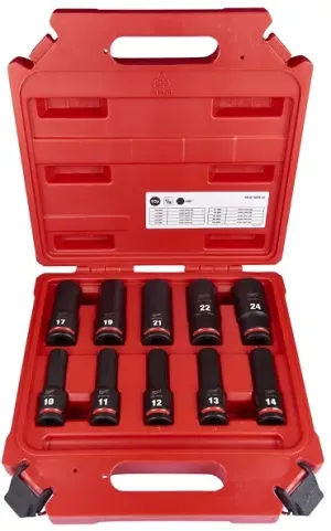 MILWAUKEE KIT 10 CHAVES IMPACTO COMPRIDAS 1/2"