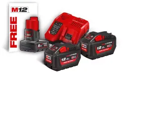 MILWAUKEE KIT BATERIAS 12 AH +CARREGADOR M18 HNRG-122