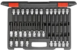 CAROLUS JOGO CHAVES DE CAIXA BITS HEX 1/2" 30PÇS