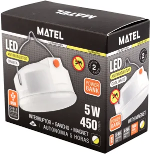 LUZ PORTÁTIL ANTI MOSQUITO 5W 450LM MATEL