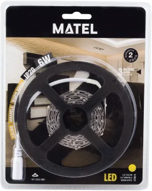 TIRA DE LED C/ADESIVO 3 MTS 6 WATTS/270 LUMENS LUZ 2700K