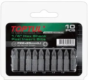 TOPTUL 10 BITS POZIDRIV 1/4" PZ FSCA