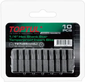 TOPTUL 10 BITS PARA APARAFUSADORA PERFIL TORX 1/4" FSSA