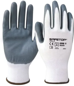 LUVAS NITRIL CINZENTA C/PUNHO DE MALHA G156B