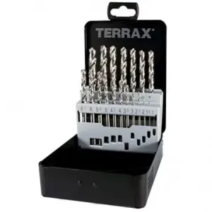 TERRAX JOGO BROCAS HELICOIDAIS HSS 1-10 MM 19 PEÇAS