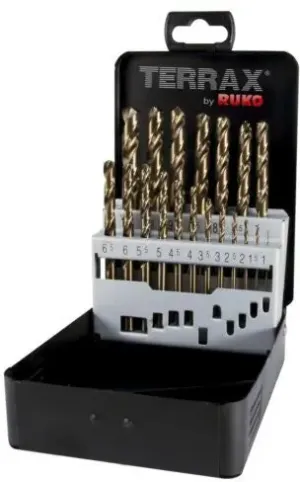 TERRAX JOGO BROCAS HELICOIDAIS HSS -CO 1-10 MM 19 PEÇAS