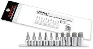 TOPTUL JOGOCHAVES DE CAIXA BITS HEXAGONAIS 1/2"GAAG1005