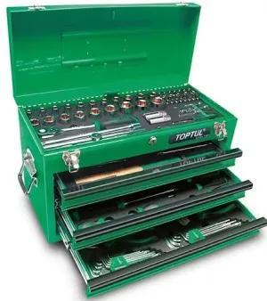 TOPTUL BAÚ METÁLICO 3 GAVETAS COM 99 FERRAMENTAS GCAZ0038