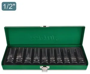 TOPTUL JOGO CHAVES DE IMPACTO LONGAS 1/2" 6FACES 10PÇS