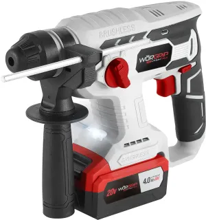 MARTELO PERFURADOR BRUSHLESS 20V BATERIA 4.0AH WORGRIP