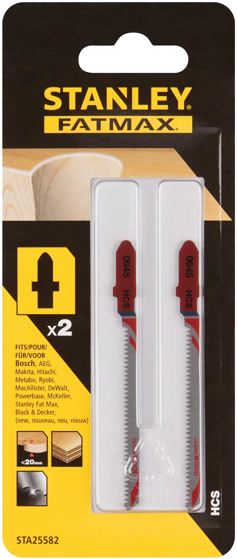 STANLEY STA25582-XJ LÂMINAS HCS P/ CORTE CURVO MADEIRA 2UN