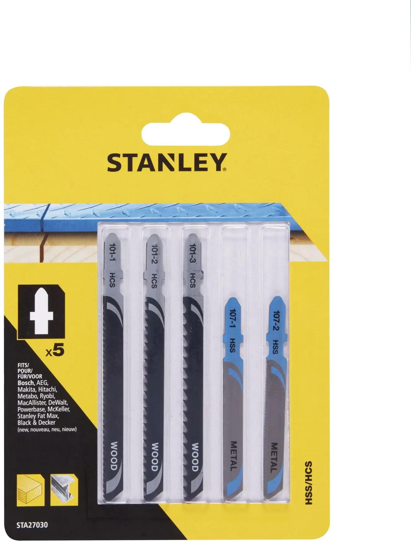 STANLEY STA27030-XJ JOGO DE LÂMINAS HCS/HSS MADEIRA E METAL
