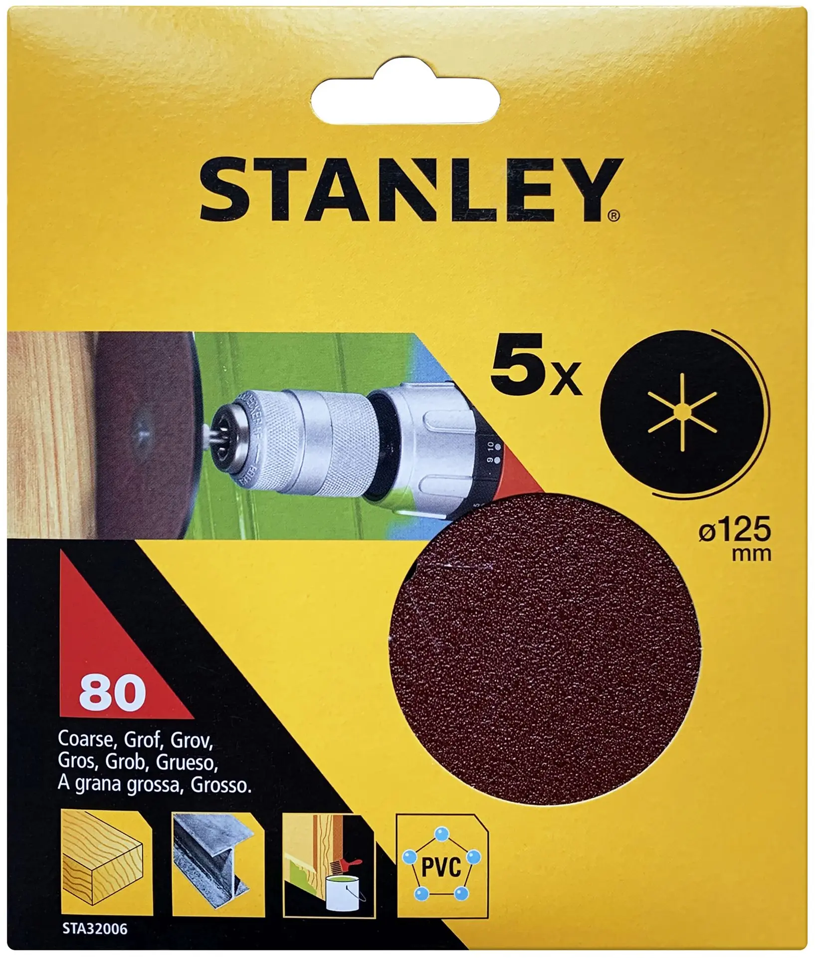 STANLEY STA32006-XJ DISCOS DE LIXA Ø 125MM PACK 5