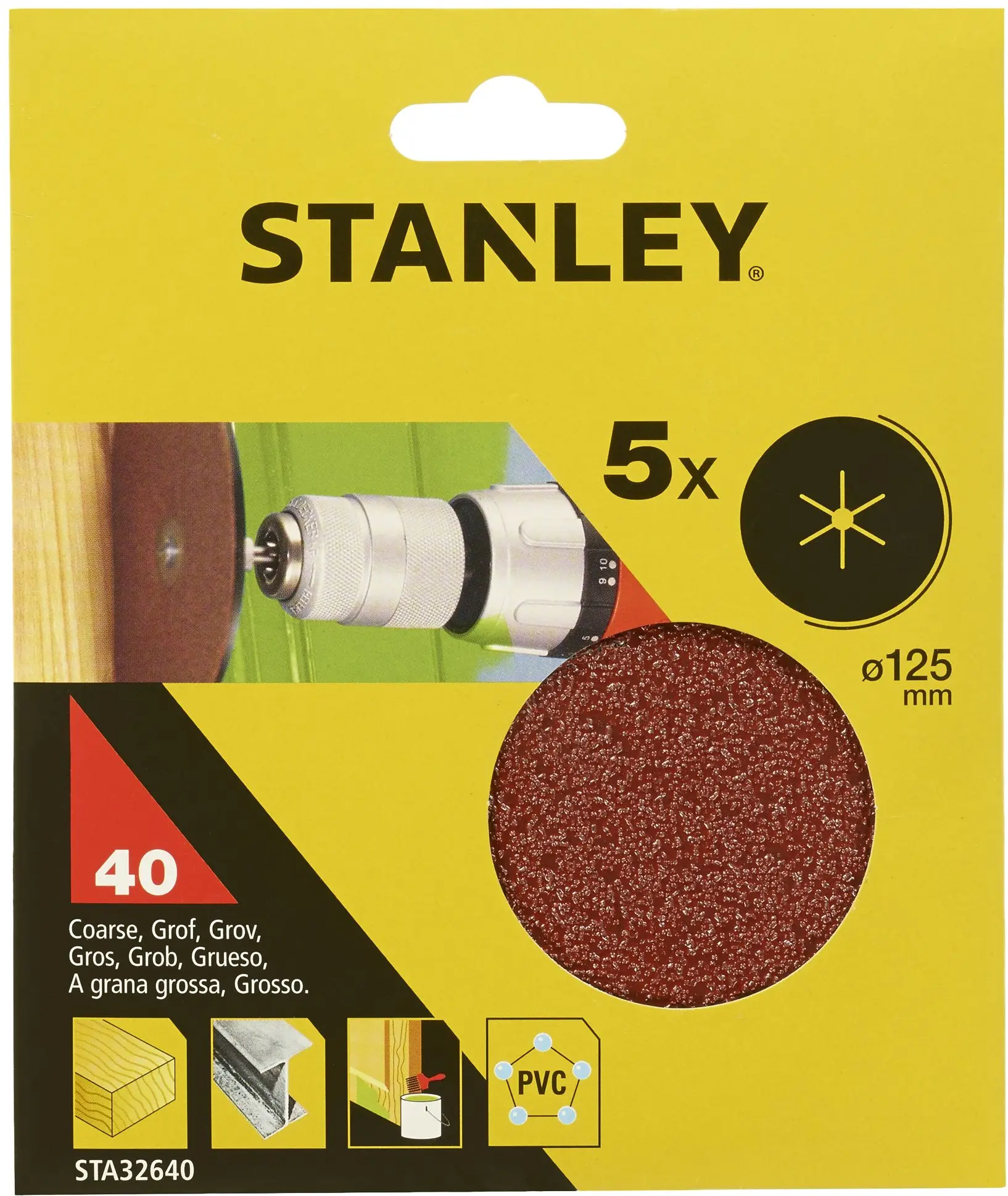 STANLEY STA32640-XJ 5 DISCOS DE LIXA Ø 125MM G40