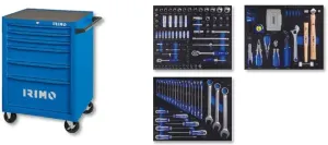 IRIMO CARRO DE FERRAMENTA AZUL 6 GAVETAS COM 206PÇS