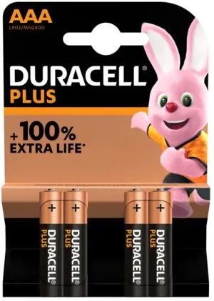 PILHAS DURACELL AAA 1,5V LR03 PLUS 100 MN2400