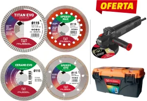 CONJUNTO 4 DISCOS DIAMANTE PARA CERÂMICA 115MM MUSSOL