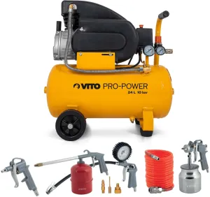 VITO COMPRESSOR OLEO 25 LITROS 10 BAR 2.5HP C/ 8 ACESSÓRIOS