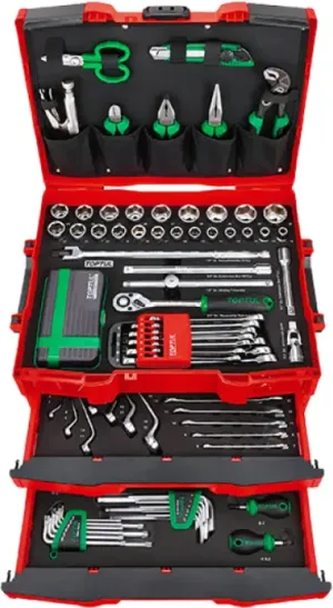 TOPTUL JOGO DE FERRAMENTAS 1/4" E 1/2" INTERLIGÁVEL 134 PCS